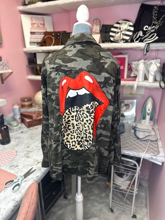 Army/cheetah Rolling Stones flannel